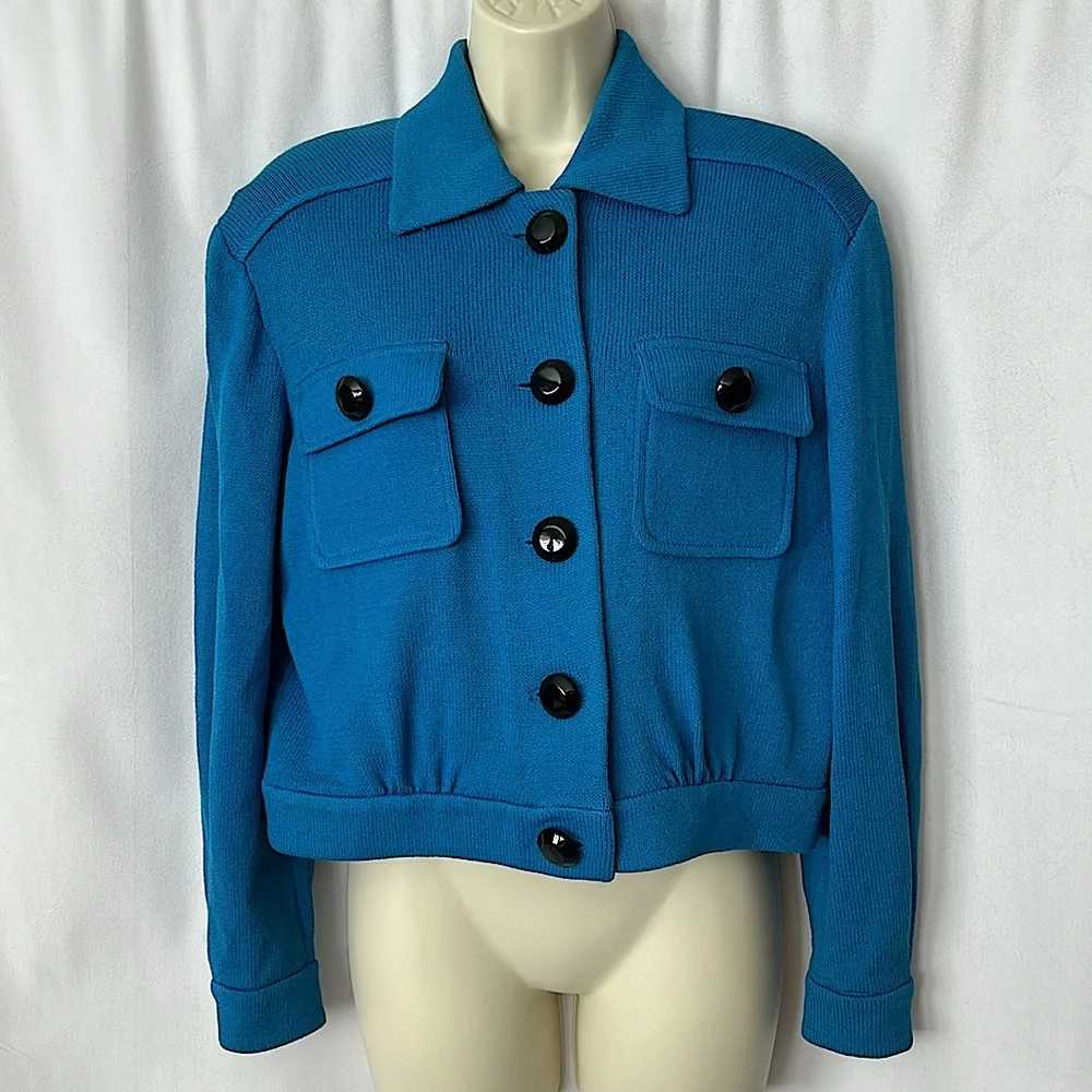 St. John Gorgeous Cobalt Blue Front Button Jacket Coat **Size S** 🌺🌺 - Picture 1 of 5